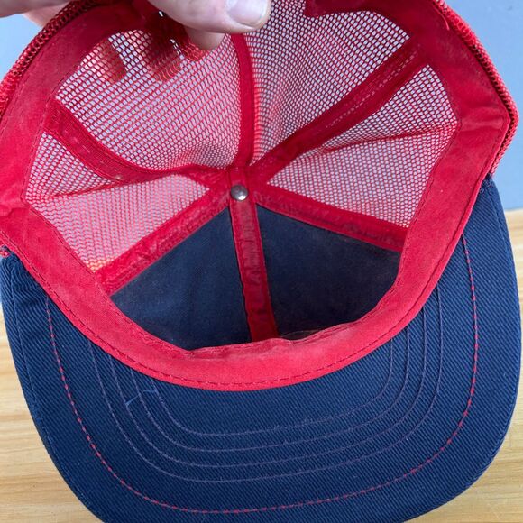 Chilean Nitrate Snapback Cap Hat One Size Fits All Blue & Red Mesh Back - Picture 6 of 7